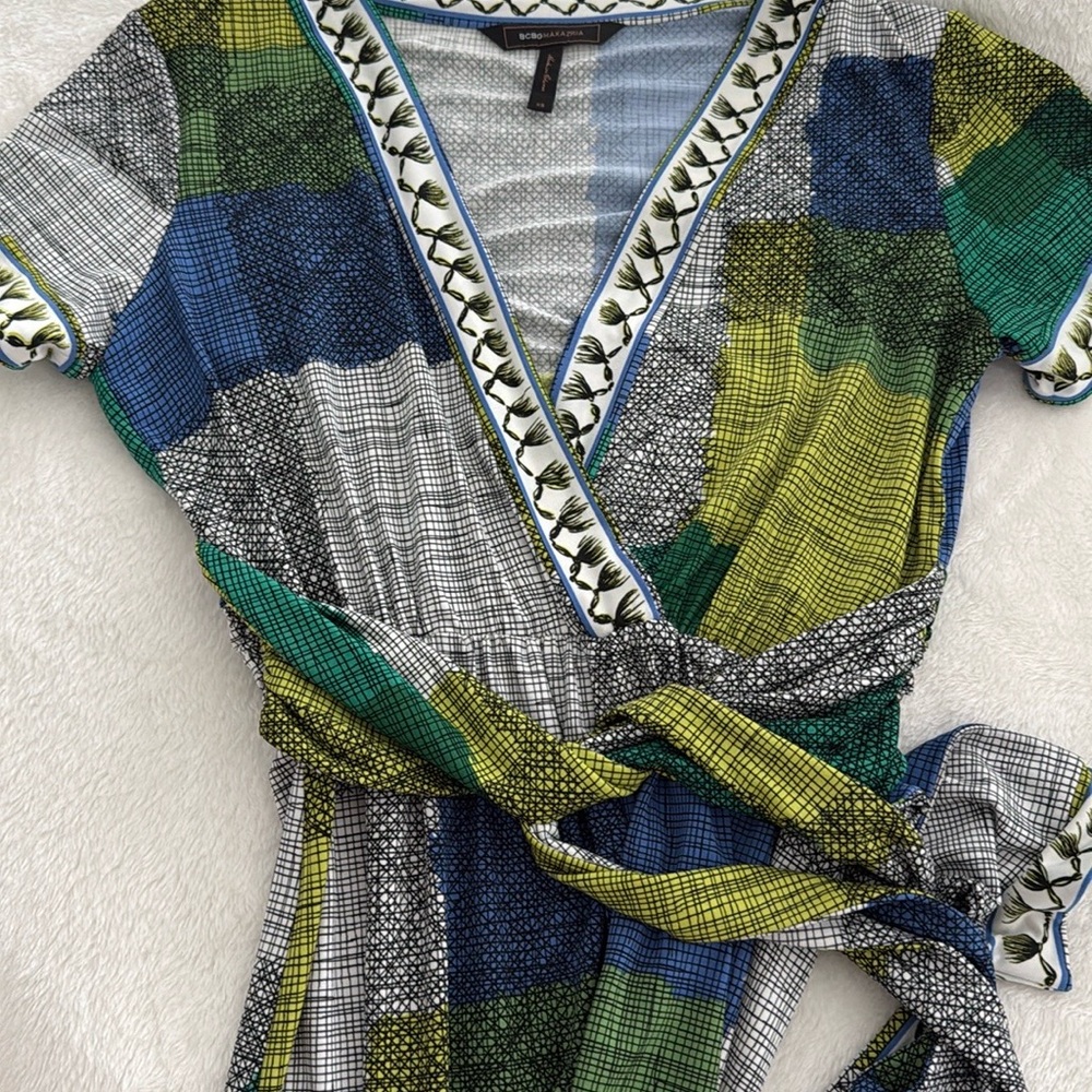 Bcbgmaxazria Multicolor Patchwork Midi Dress - image 4